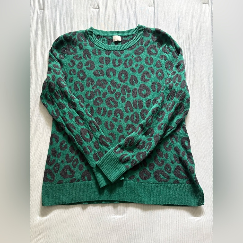 A New Day Green Leopard Print Sweater
